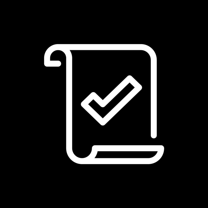 A receipt icon with a tick in the middle